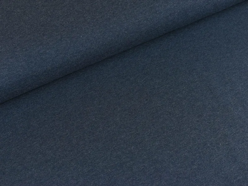 Reststück 42cm - Baumwollsweat Jenna dunkles jeansblau meliert uni