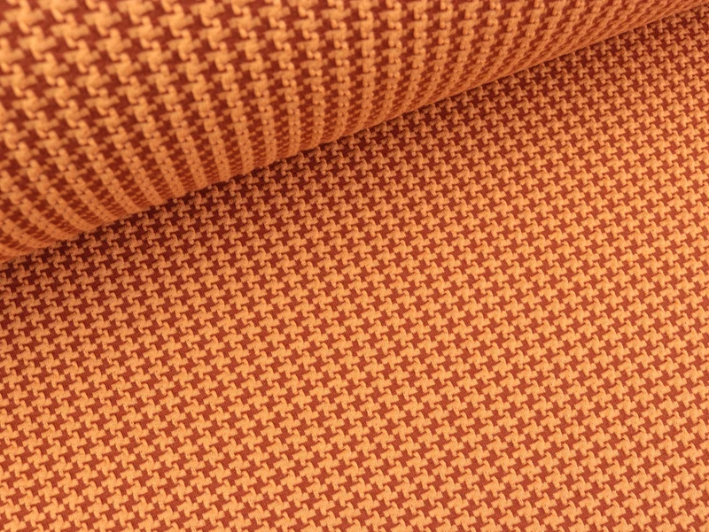 Reststück 14cm - Hamburger Liebe Mini Jacquard Check Point Tweed Knit melone-brucciato