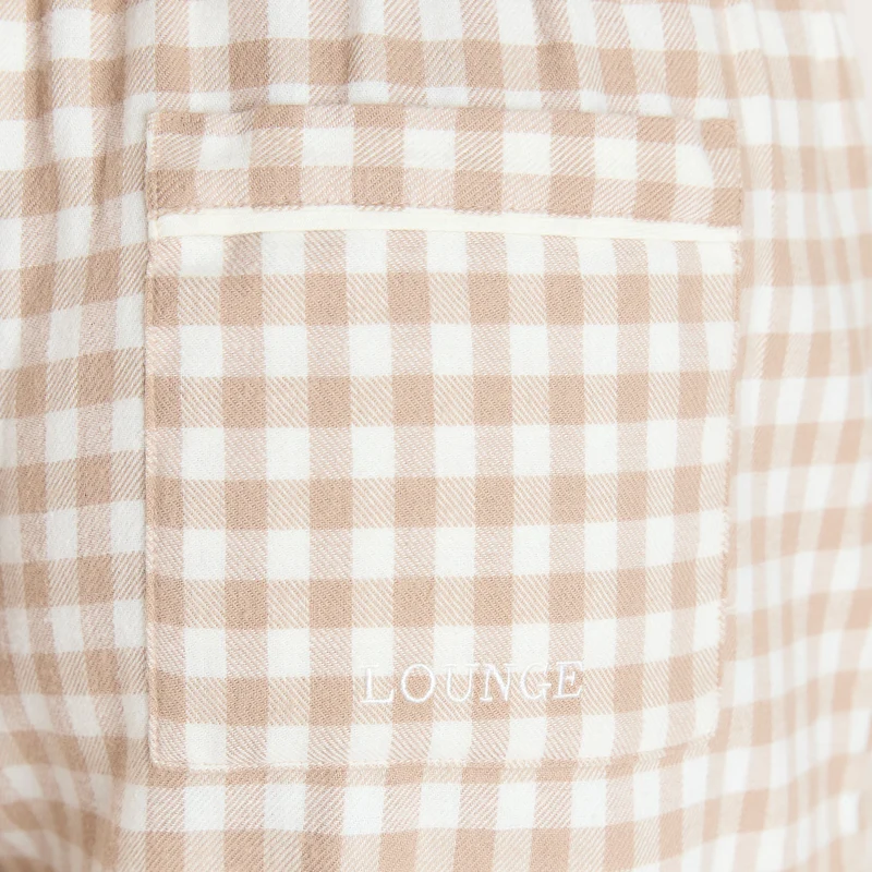Gingham Pyjama Hose - Beige
