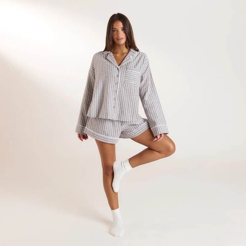 Stripe Pyjama Shorts - Schokolade