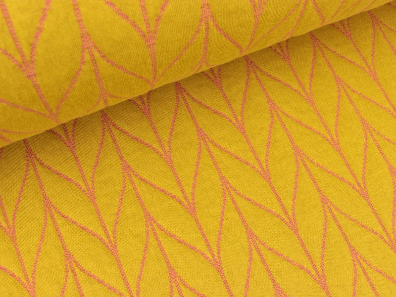 Reststück 122cm - Hamburger Liebe Jacquard Pattern Love Knit Step senf