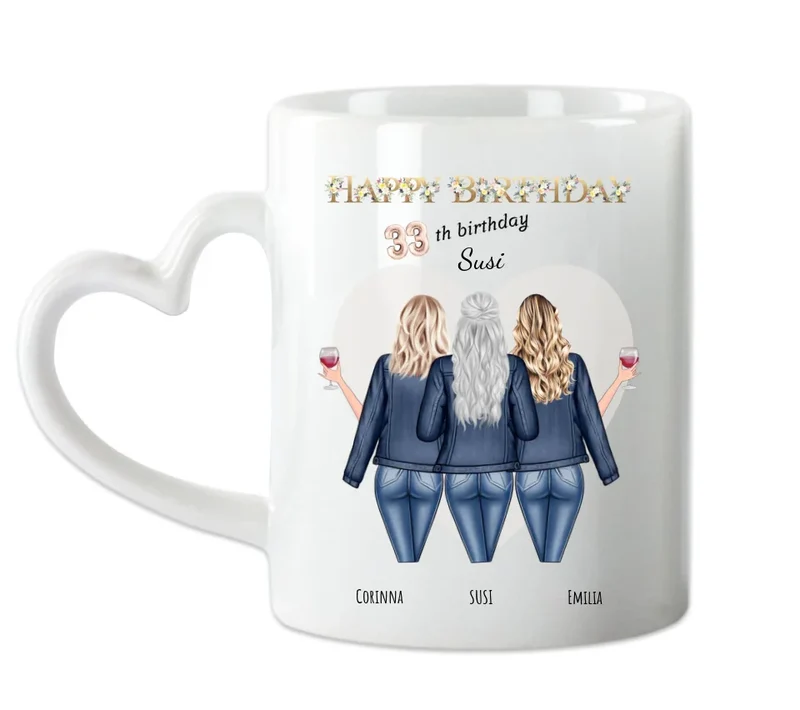 Personalisierte Tasse für die beste Freundin zum 33. Geburtstag - 3 Freundinnen Geschenk