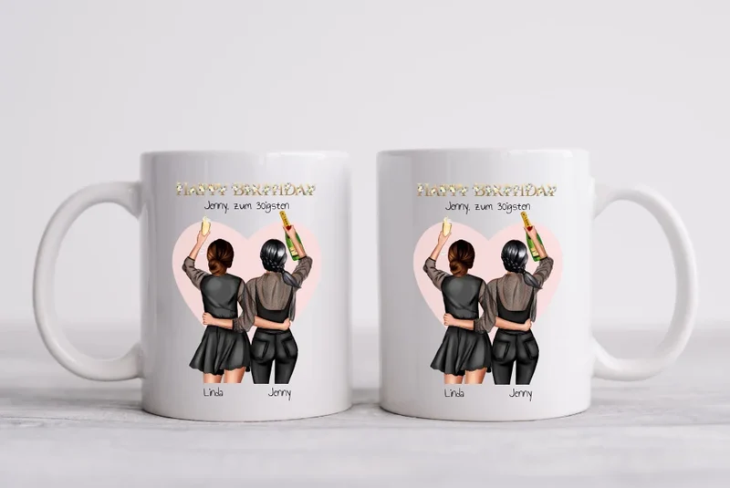 Personalisierte Tasse als Geburtstagsgeschenk für die beste Freundin (2 Freundinnen) - Geschenkidee Geburtstag