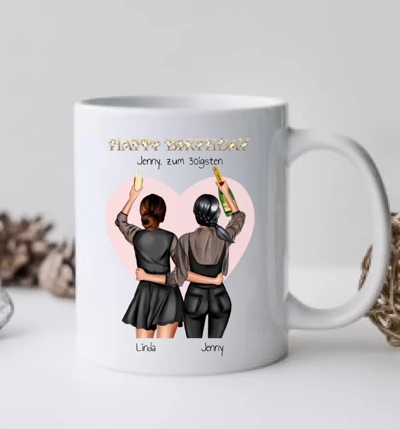 Personalisierte Tasse als Geburtstagsgeschenk für die beste Freundin (2 Freundinnen) - Geschenkidee Geburtstag