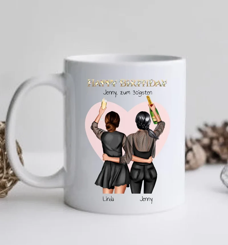 Personalisierte Tasse als Geburtstagsgeschenk für die beste Freundin (2 Freundinnen) - Geschenkidee Geburtstag