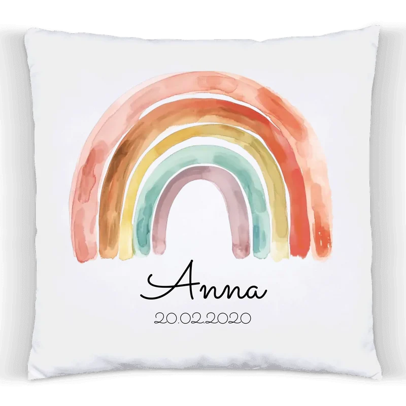 Personalisiertes Kissen zur Einschulung mit Füllung – Regenbogen
