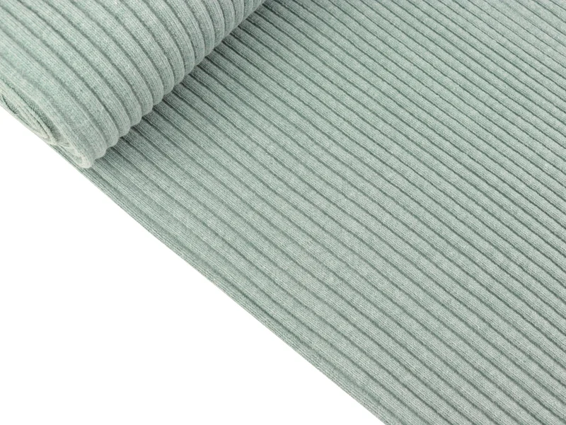 Reststück 14cm - Heavy Bündchen Rippen dusty mint meliert Schlauchware