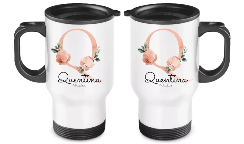 Personalisierter Becher aus Edelstahl mit Monogramm, Namen und Text