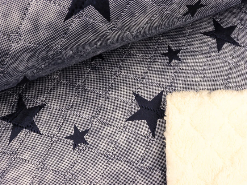 Reststück 20cm - Velour-Teddy Big Star dunkelblau