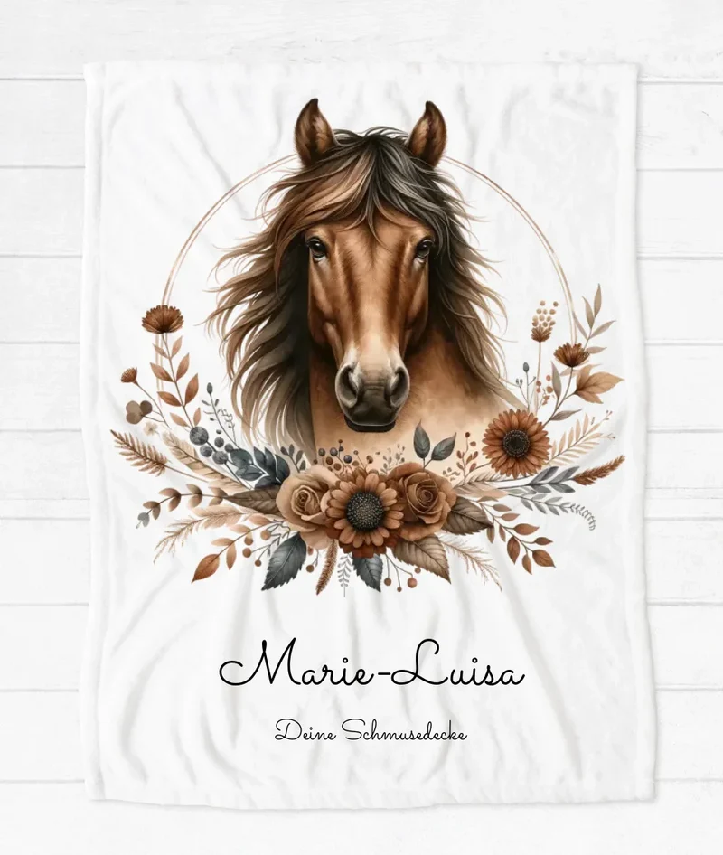 Mädchen Geburtstagsgeschenk, Weihnachtsgeschenk oder Einschulungsgeschenk | Kuschelige Kinderdecke für Mädchen & Jungen mit Pferd | Kinderzimmerdeko