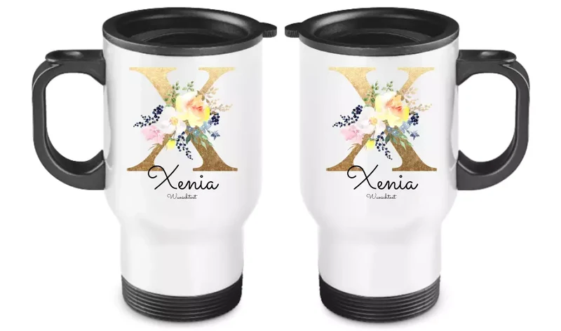 Personalisierter Becher aus Edelstahl mit Monogramm, Namen und Text | Kinderbecher Geschenk Einschulung & Geburtstag | Edelstahl-Thermobecher für Kinder personalisiert