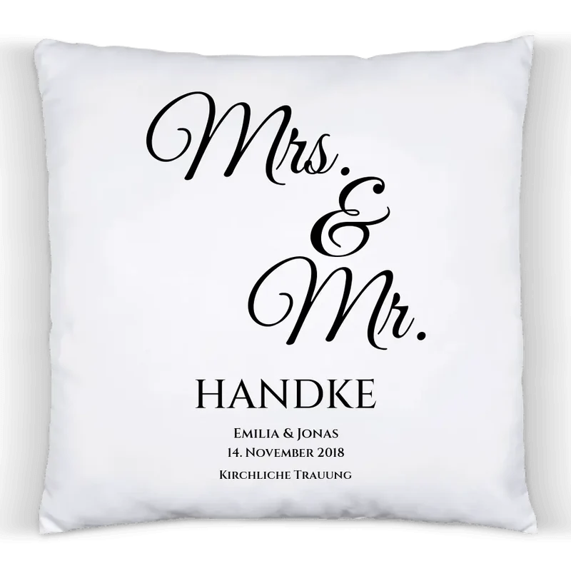 "Mr. & MRS." Kissen Hochzeitsgeschenk | Geschenk Hochzeitskissen Brautpaar | Geschenkidee zur Hochzeit, Hochzeitstag, Valentinstag, Geburtstag