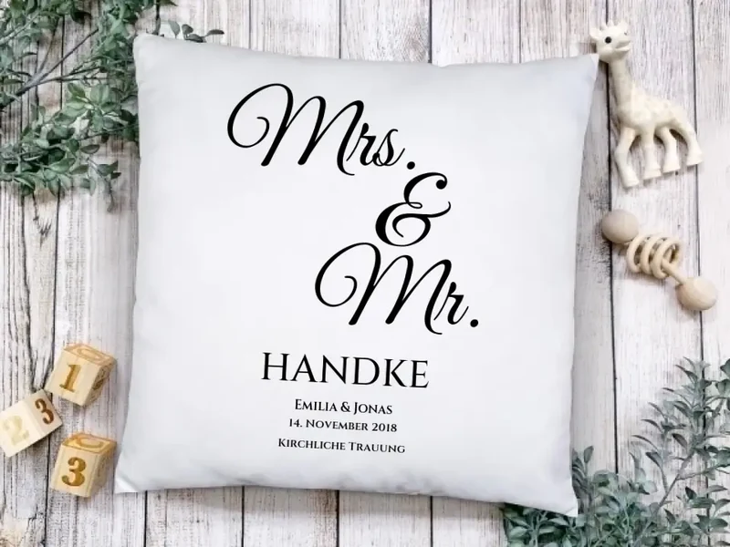 "Mr. & MRS." Kissen Hochzeitsgeschenk | Geschenk Hochzeitskissen Brautpaar | Geschenkidee zur Hochzeit, Hochzeitstag, Valentinstag, Geburtstag
