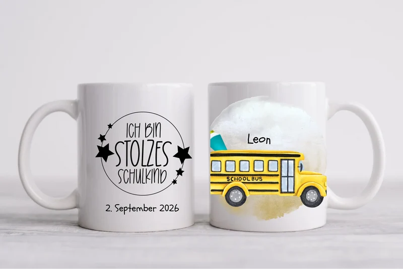 Geschenk zur Einschulung - Kindertasse mit Namen