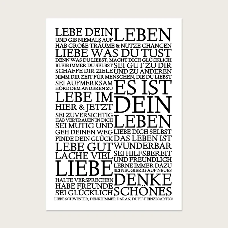 Zeitraum-Kunstdruck | "Lebe Dein Leben" Personalisiertes Geschenk | Motivationsposter