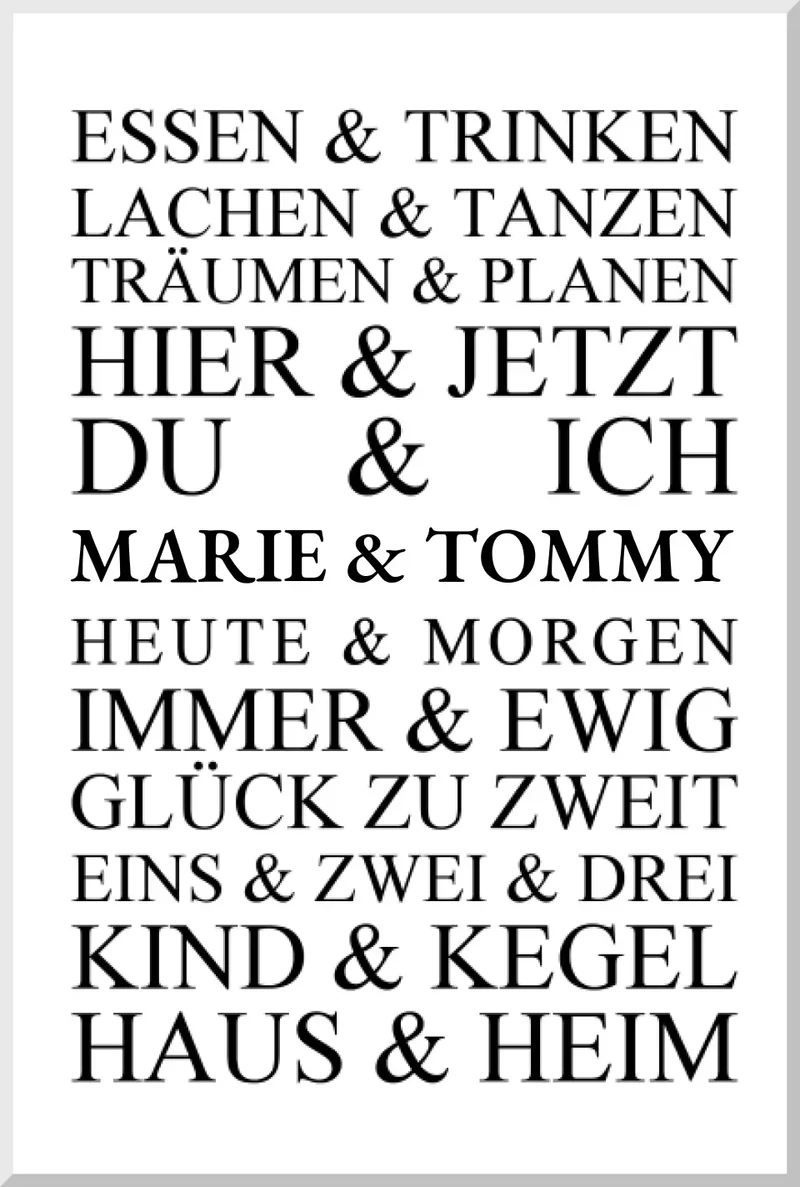 Personalisiertes Geschenk zur Hochzeit, Geburtstag | Hochzeitsgeschenk Kunstdruck Essen & Trinken | Zeitraum-Kunstdruck