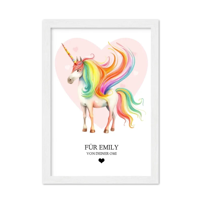 Personalisiertes Namensbild - Kinderposter Einhorn für Mädchen - Kinderzimmer Bild