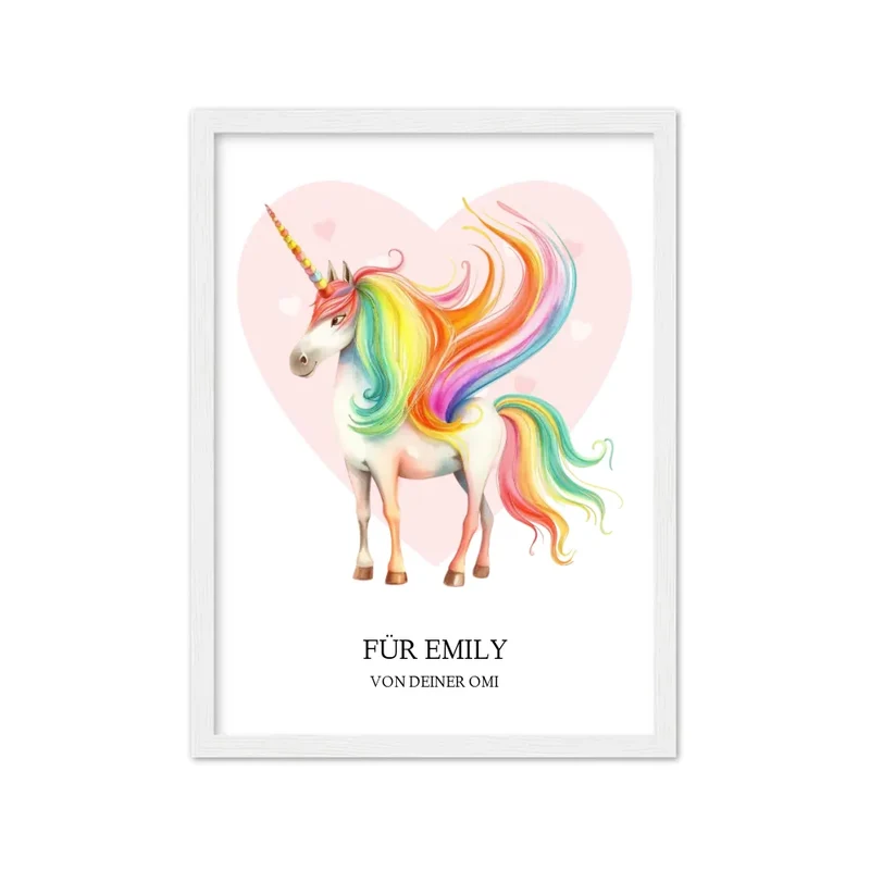 Personalisiertes Namensbild - Kinderposter Einhorn für Mädchen - Kinderzimmer Bild