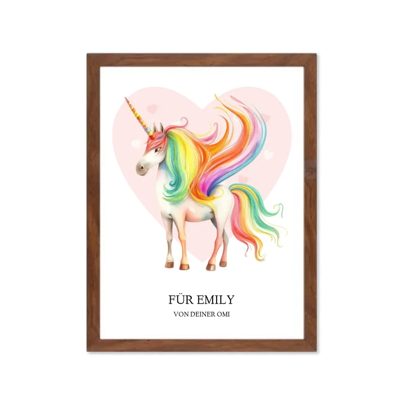 Personalisiertes Namensbild - Kinderposter Einhorn für Mädchen - Kinderzimmer Bild