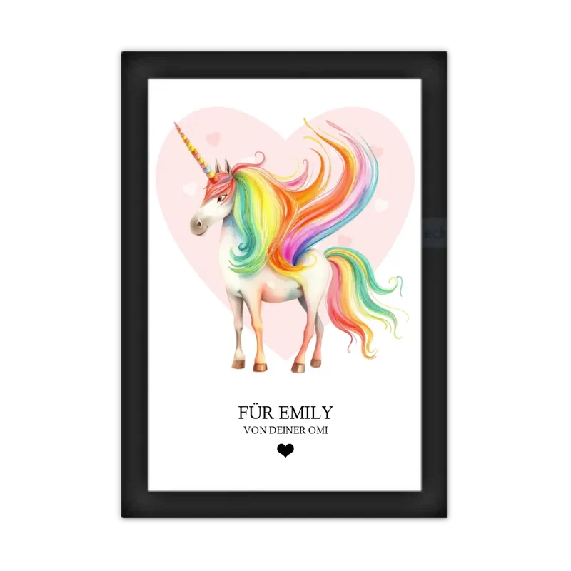 Personalisiertes Namensbild - Kinderposter Einhorn für Mädchen - Kinderzimmer Bild
