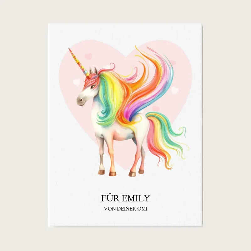 Personalisiertes Namensbild - Kinderposter Einhorn für Mädchen - Kinderzimmer Bild