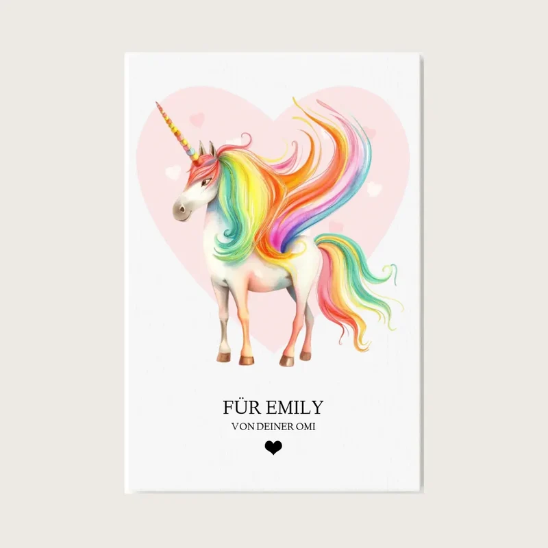 Personalisiertes Namensbild - Kinderposter Einhorn für Mädchen - Kinderzimmer Bild