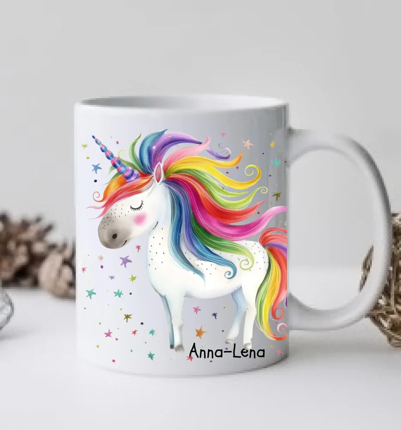 Personalisiertes Namensbild - Kinderposter Einhorn für Mädchen - Kinderzimmer Bild