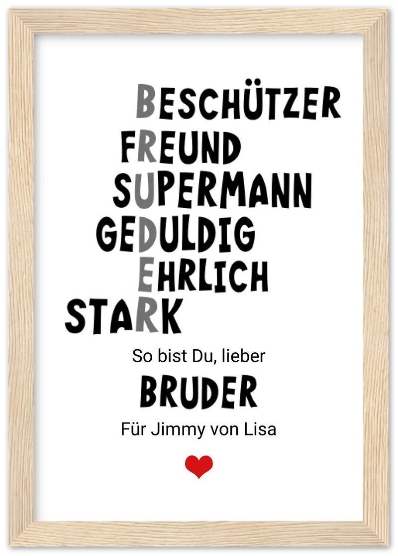 Personalisiertes Poster "Definition Bruder" – Geschenk Bruder | Geburtstagsgeschenk