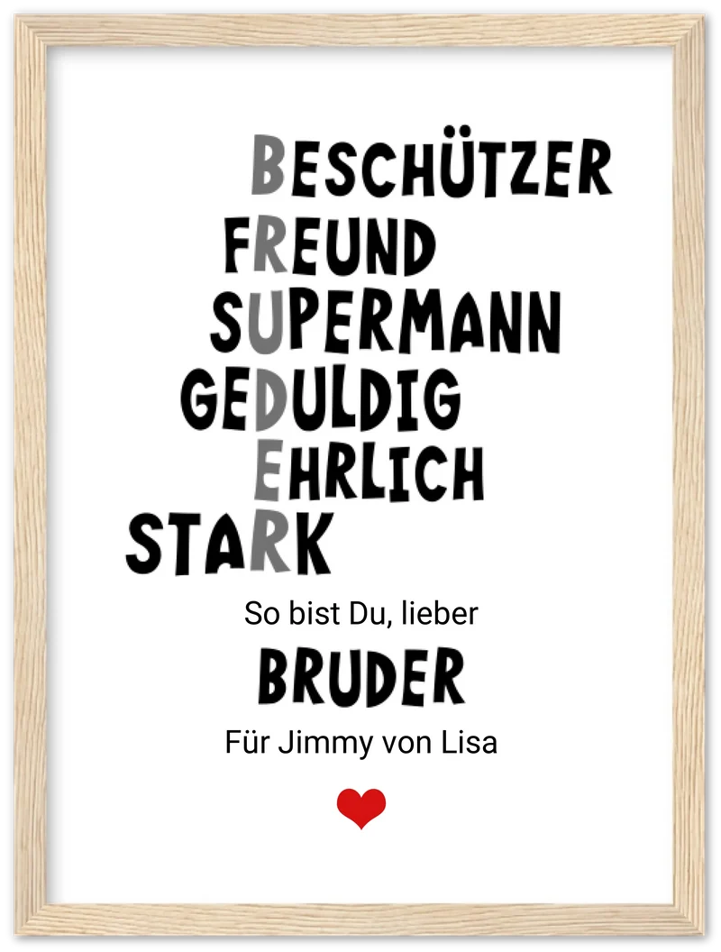 Personalisiertes Poster "Definition Bruder" – Geschenk Bruder | Geburtstagsgeschenk