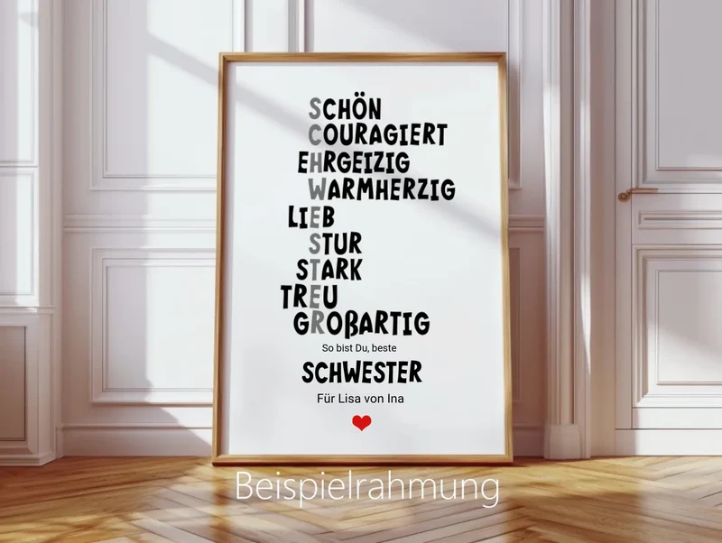 Personalisiertes Poster "Definition Schwester" – Geschenk Schwester | Geburtstagsgeschenk