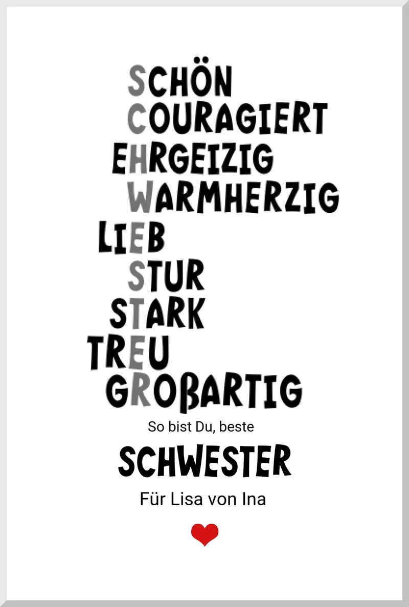 Personalisiertes Poster "Definition Schwester" – Geschenk Schwester | Geburtstagsgeschenk
