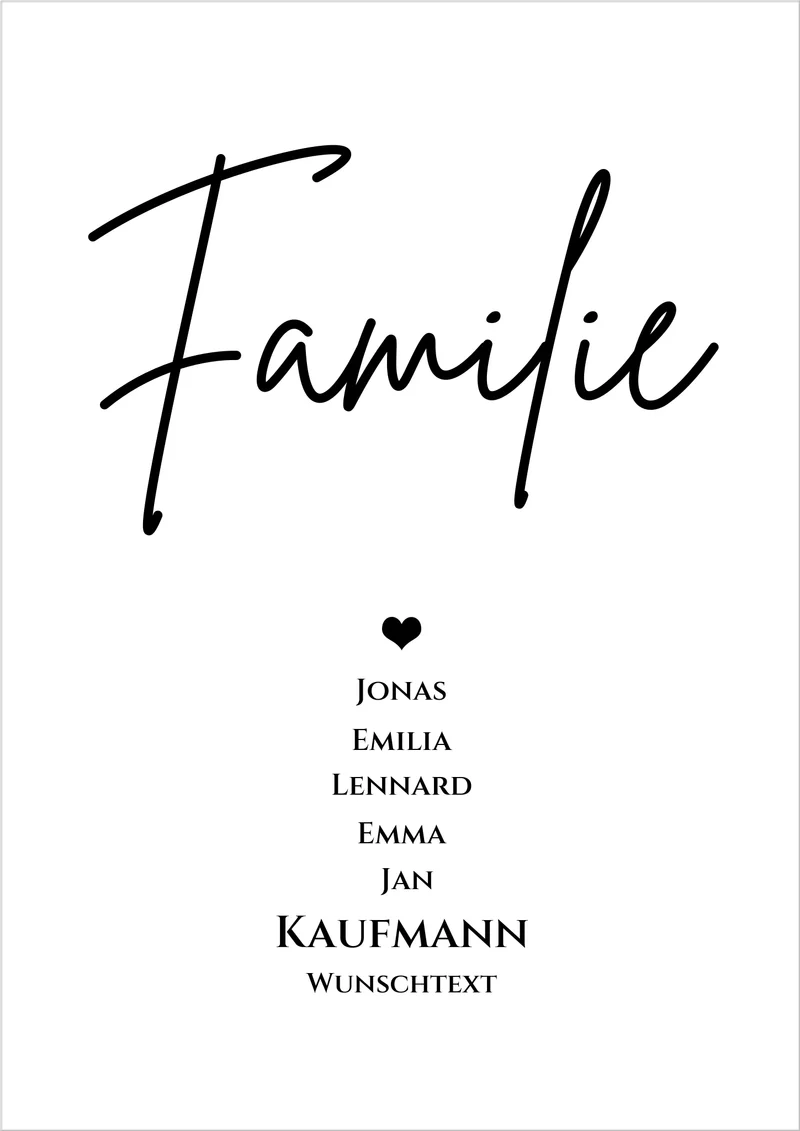 Familie Bild Geschenk "FAMILIE" Poster | Familiengeschenk mit Namen personalisiert | Geschenk beste Freunde