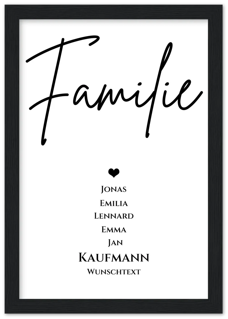 Familie Bild Geschenk "FAMILIE" Poster | Familiengeschenk mit Namen personalisiert | Geschenk beste Freunde