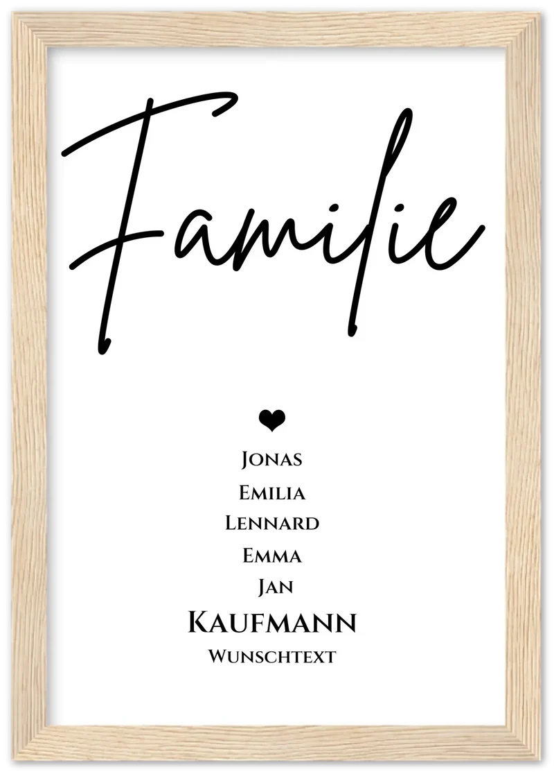 Familie Bild Geschenk "FAMILIE" Poster | Familiengeschenk mit Namen personalisiert | Geschenk beste Freunde