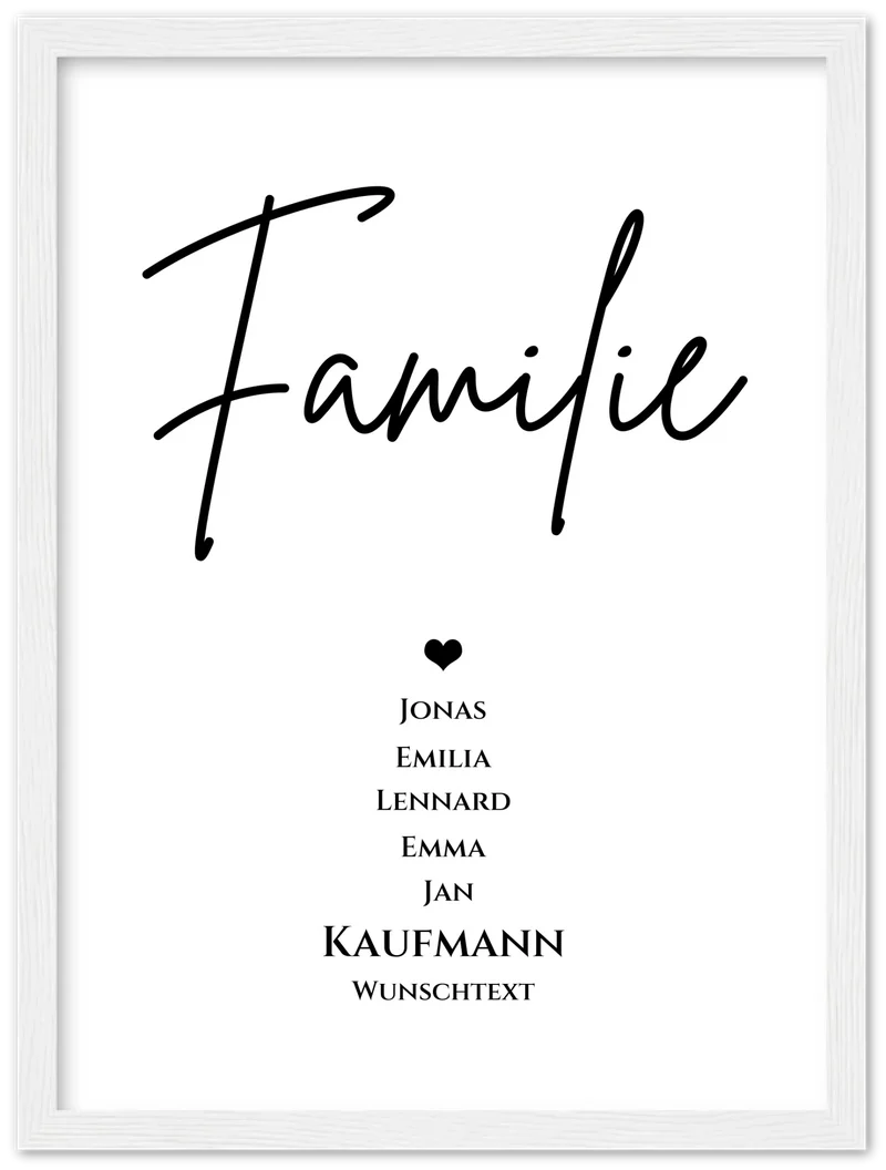 Familie Bild Geschenk "FAMILIE" Poster | Familiengeschenk mit Namen personalisiert | Geschenk beste Freunde