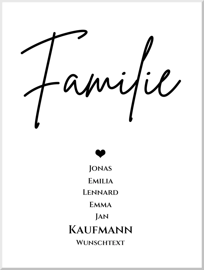 Familie Bild Geschenk "FAMILIE" Poster | Familiengeschenk mit Namen personalisiert | Geschenk beste Freunde