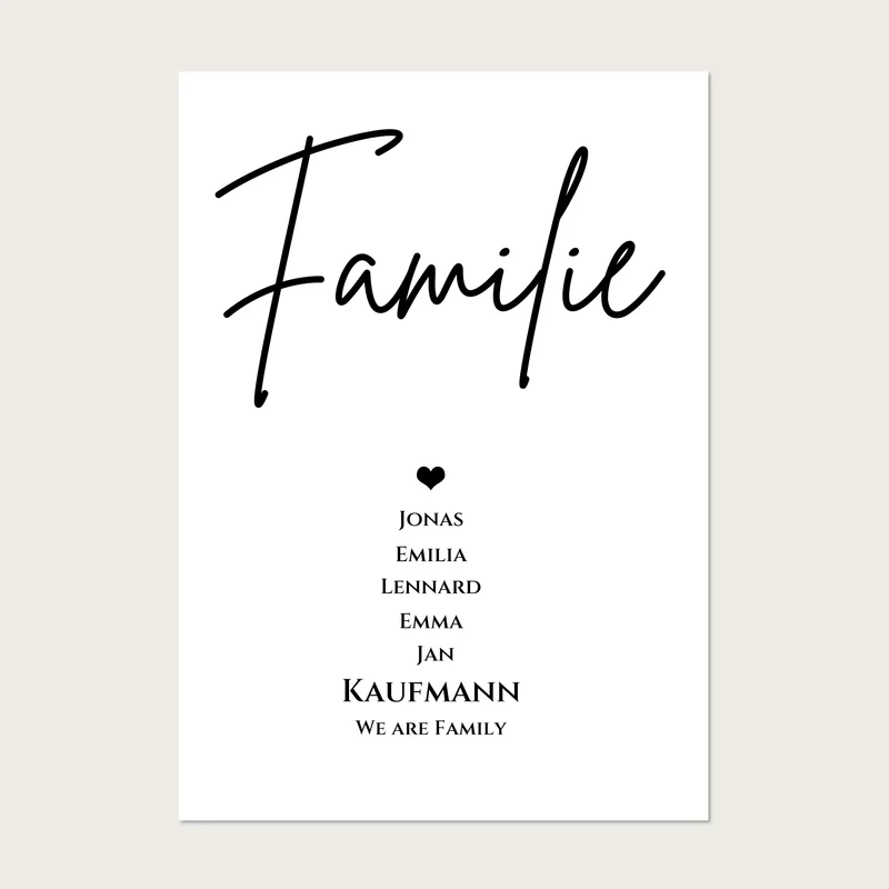 Familienbild "FAMILIE" | Poster mit Namen personalisiert