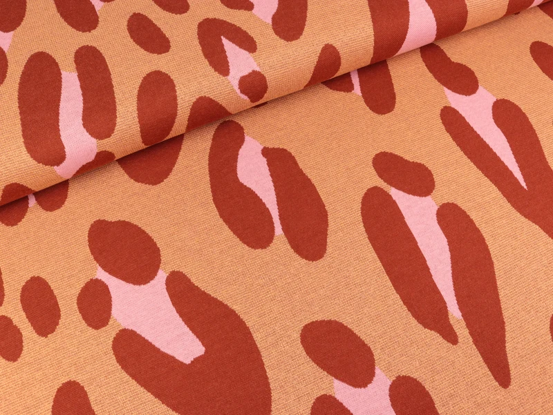 Reststück 11cm - Hamburger Liebe 3 Farb-Jacquardjersey Wanderlust Safari XXL Glam melone-kupfer