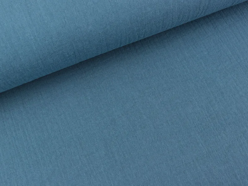 Reststück 23cm - Baumwoll Double Gauze Jenke rauchblau uni