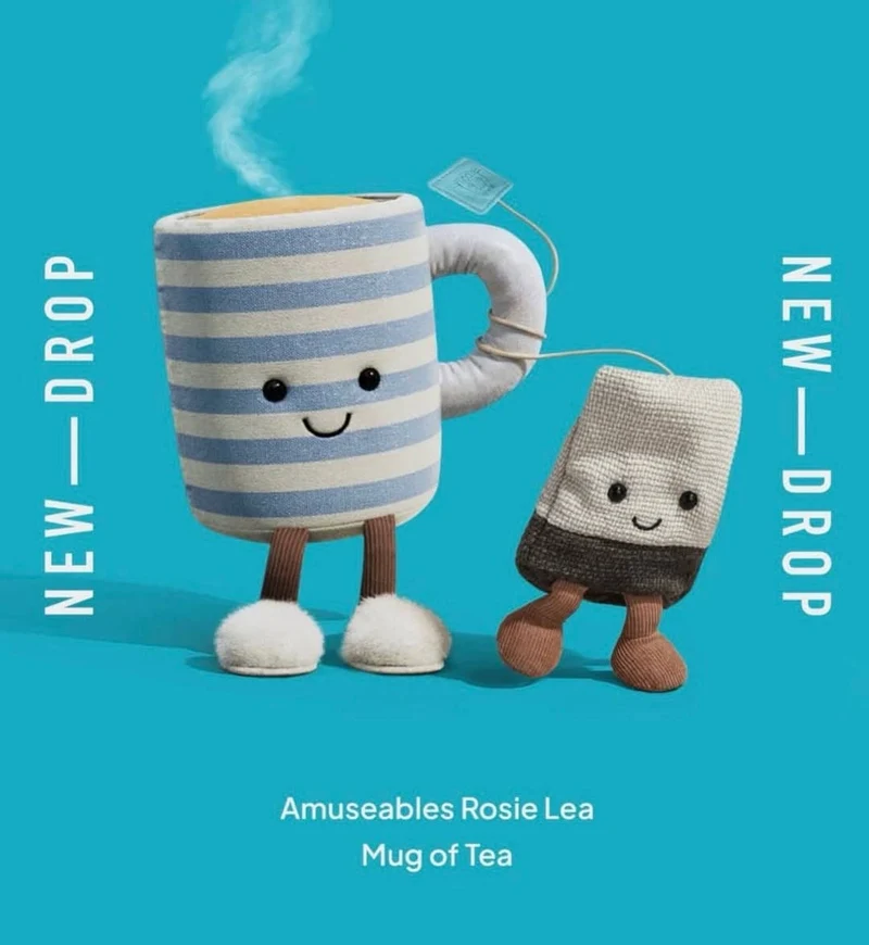 Set: Amuseable Tea Time Duo – Plüsch-Teebeutel & Rosie Lea Tasse