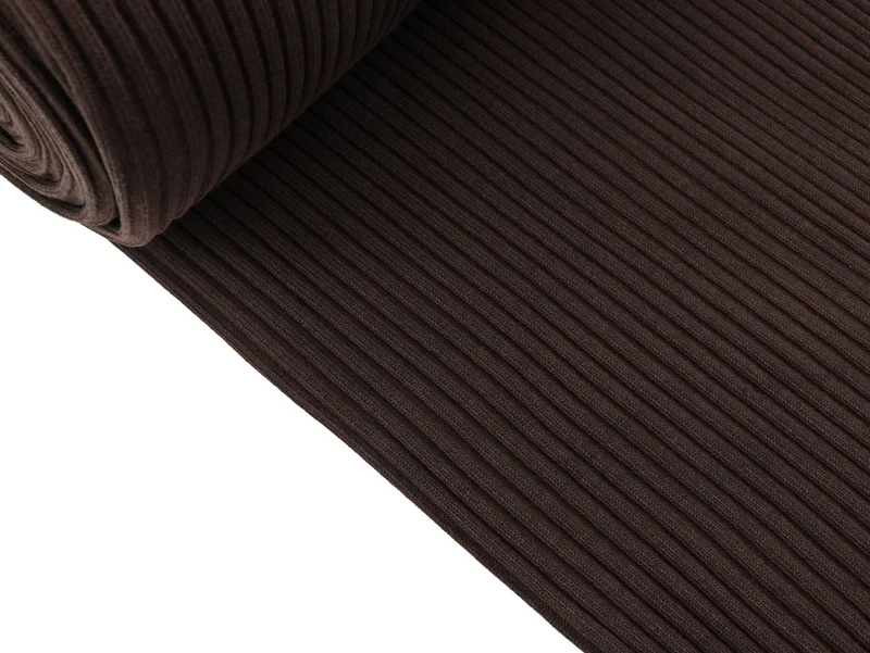 Reststück 9cm - Heavy Rib Bündchen dunkelbraun uni Schlauchware