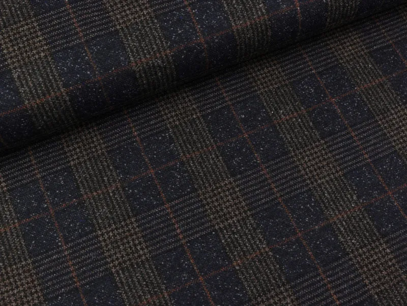 Reststück 44cm - Tweed Wollstoff Antonio navy