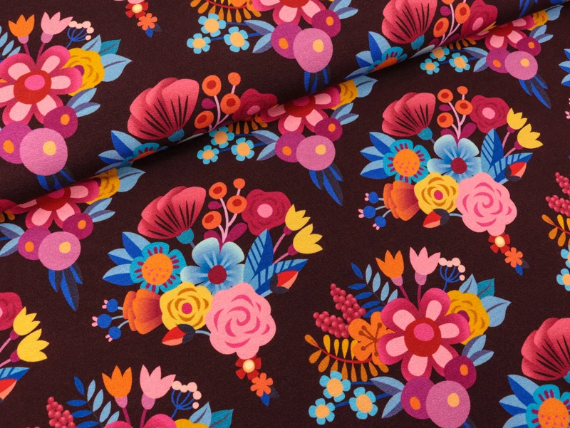 Reststück 30cm - Hamburger Liebe Tencel Lyocell Jersey Orient Oxident Yasmin bordeaux-bunt
