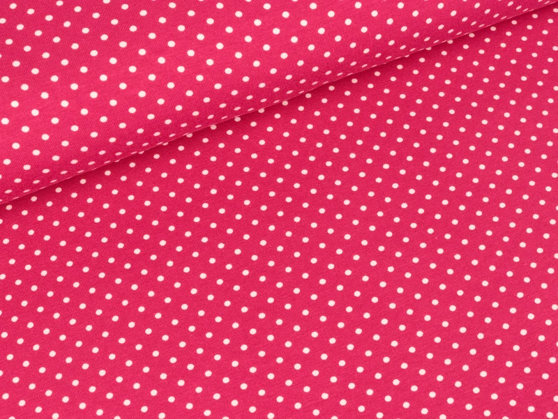 Reststück 51cm - Baumwolljersey Verena Pünktchen weiß auf Pink