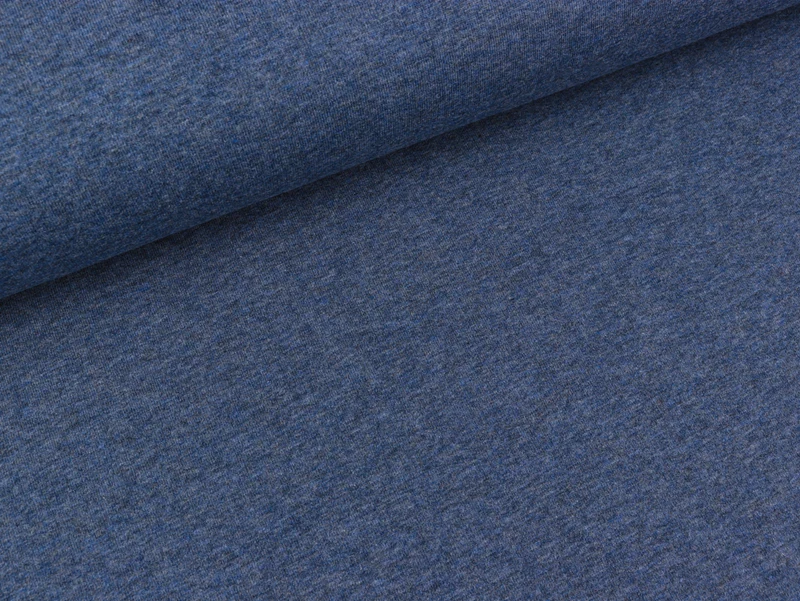 Reststück 17cm - Leichter Sweat Maike dunkelblau meliert uni