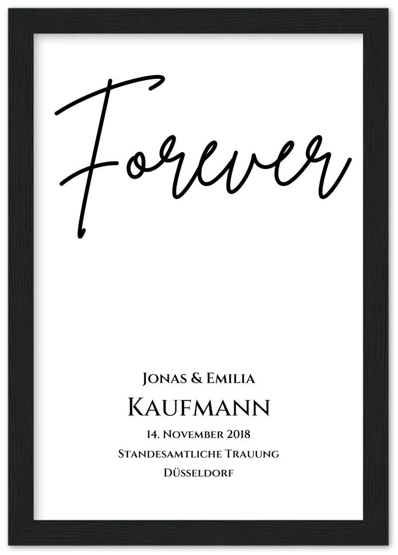 Personalisiertes Hochzeitsposter "Forever" | Hochzeitsgeschenk Bild mit Namen und Datum