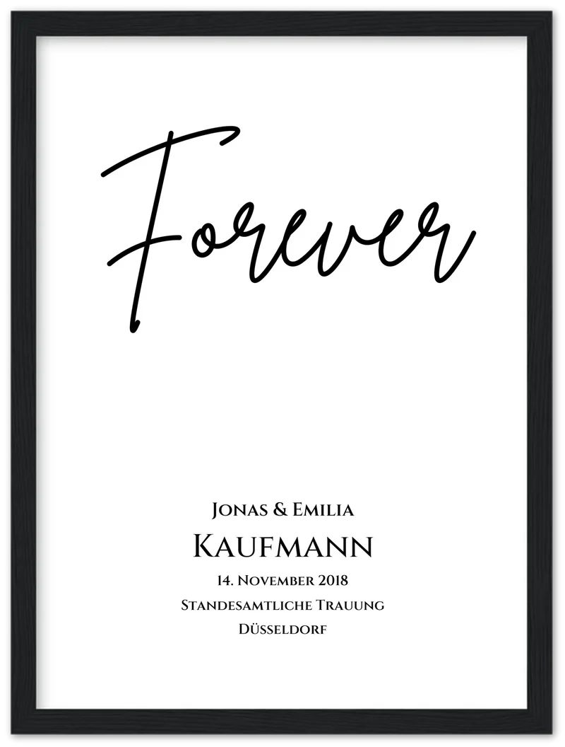 Personalisiertes Hochzeitsposter "Forever" | Hochzeitsgeschenk Bild mit Namen und Datum