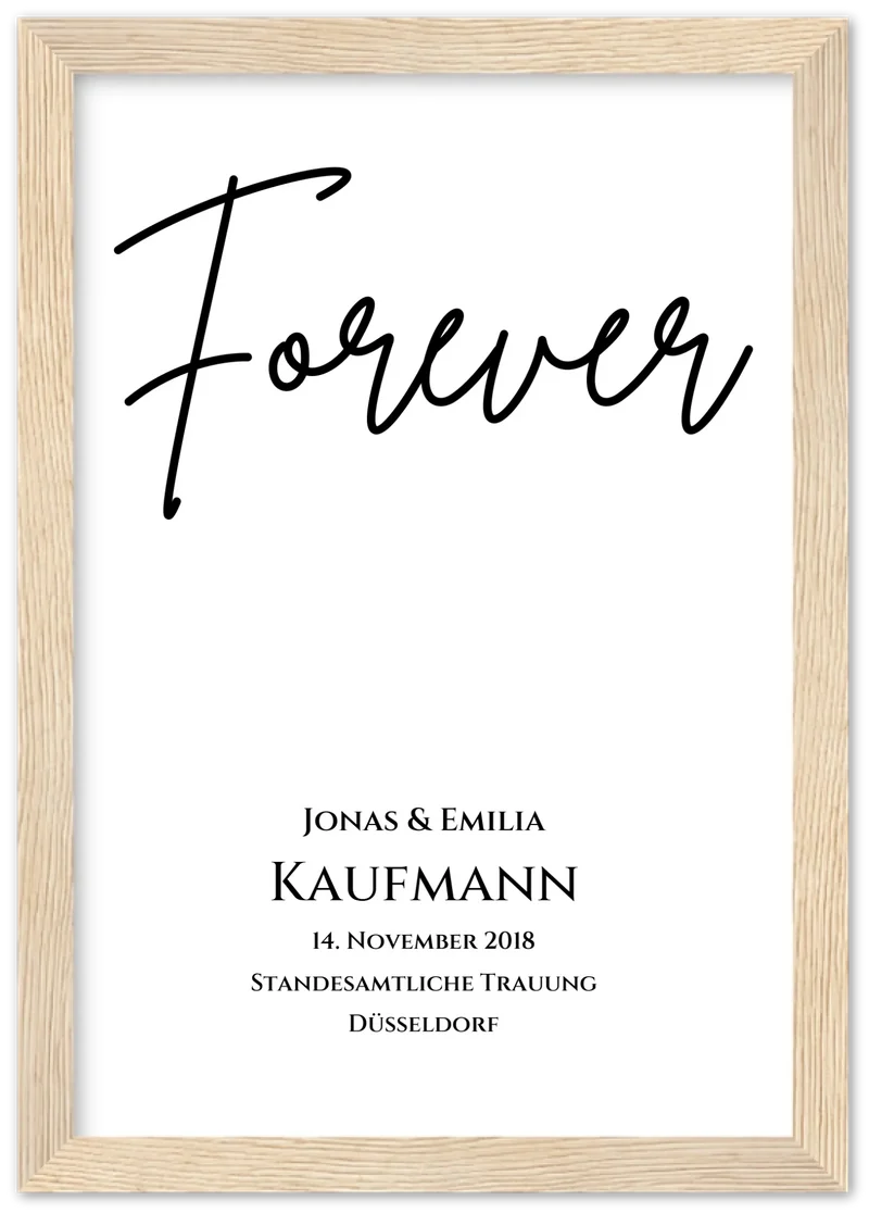 Personalisiertes Hochzeitsposter "Forever" | Hochzeitsgeschenk Bild mit Namen und Datum