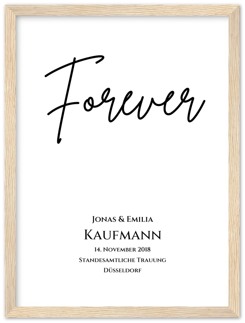 Personalisiertes Hochzeitsposter "Forever" | Hochzeitsgeschenk Bild mit Namen und Datum