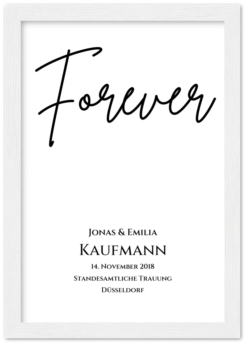 Personalisiertes Hochzeitsposter "Forever" | Hochzeitsgeschenk Bild mit Namen und Datum